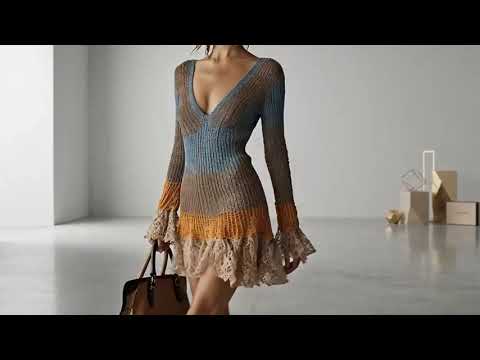 Boho Muse Colorblock Knit Mini Dress